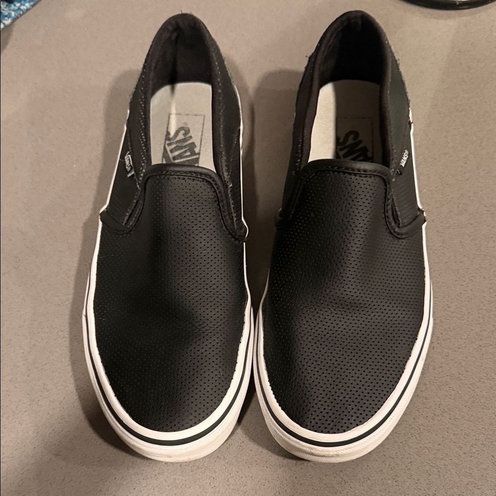 Vans Asher Black Perforated Slip-On Sneakers